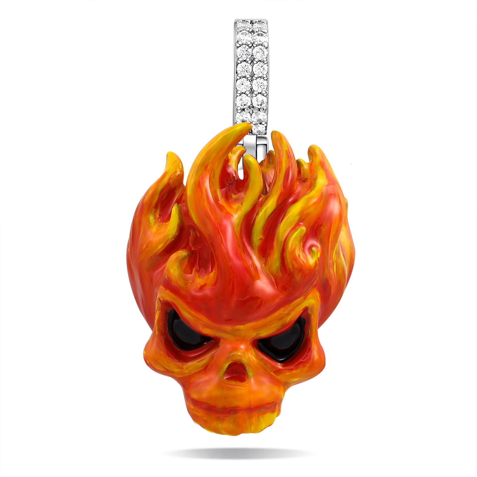 Luxury Moissanite Hip Hop Punk Hannya Oni Samurai Mask Pendant Ninja Ghost Face Statement Necklace