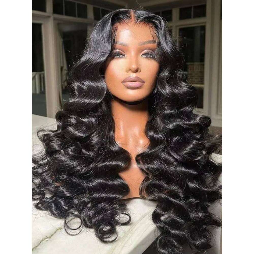 Brazilian 28 30 34Inch 250% Loose Wave Human Hair 13x6 HD Transparent Lace Frontal Wig Pre Plucked For Women