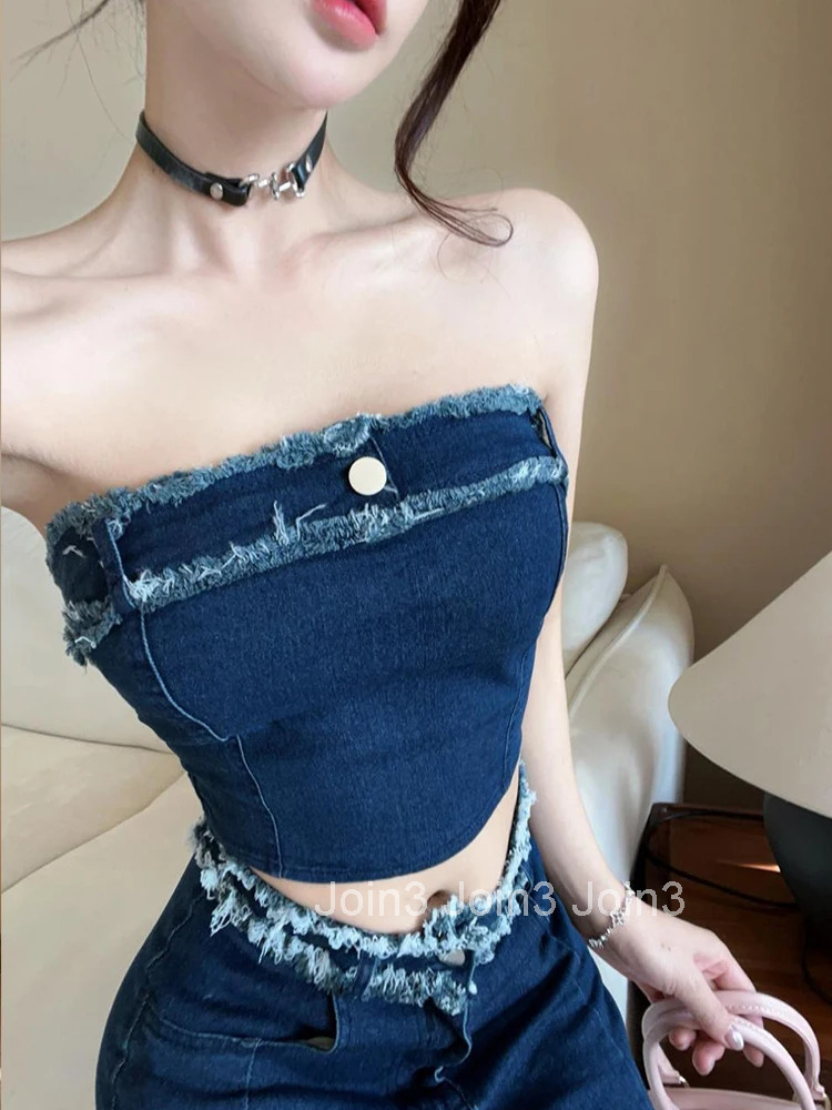 Women Clothes Casual Outfits Sexy Chest Wrapped Cropped Short Tops Shirt Blouse And High Waist Long Skirt Mujer 2 Pieces Set New