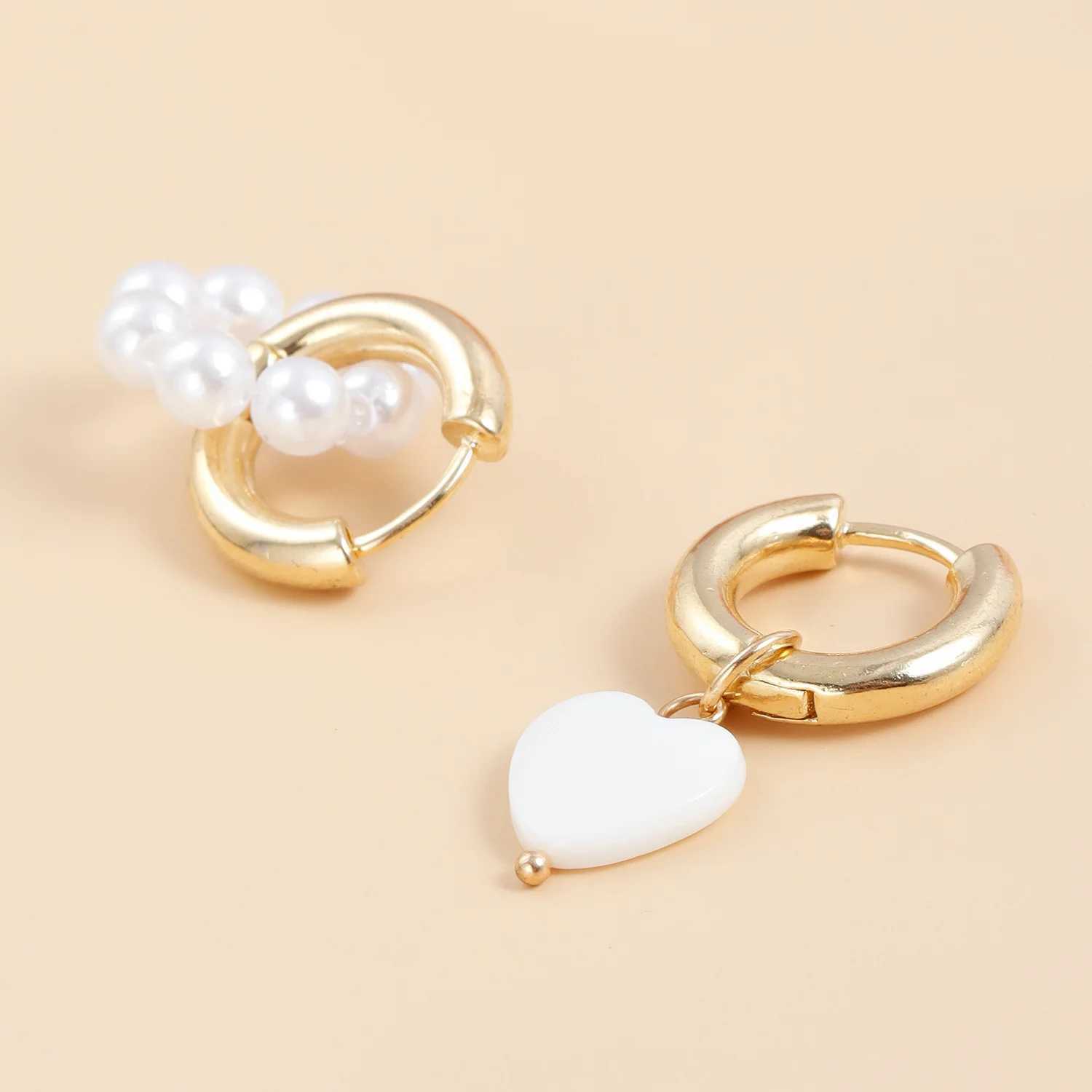 Fashion Jewelry Imitation Pearl Heart Pendant Train Dual-use Ear Buckle Earrings XJ250623