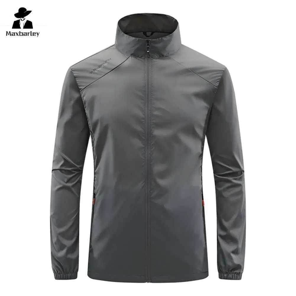 Running Jacket Ultra Light Mens Summer Casual Zipper Placket Soft Skin Windbreaker Street Motorcycle Fishing Sunscreen Suit W250623