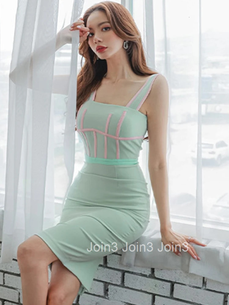 Korean Fashion Summer Elegant Women Evening Dress Ladies Formal Chic Sexy Strap Slim Midi Party Club Beach Prom Mujer Vestidos