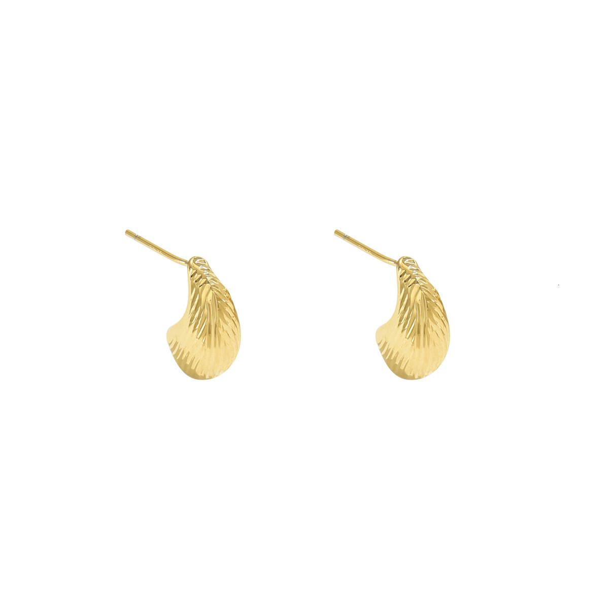 Minimalist Pleated Women's Forest Style Japanese And Korean Light Water Drop Shape Design Stud Earrings High-End Sense Ear Jewelry