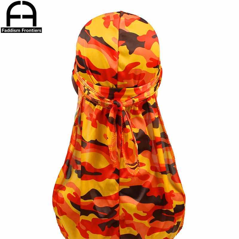 Fashion Camo Mens Silky Durags Turban Print Men Silk Durag Headwear Bandanas Headband Hair Accessories Pirate Hat Waves Rags M250623