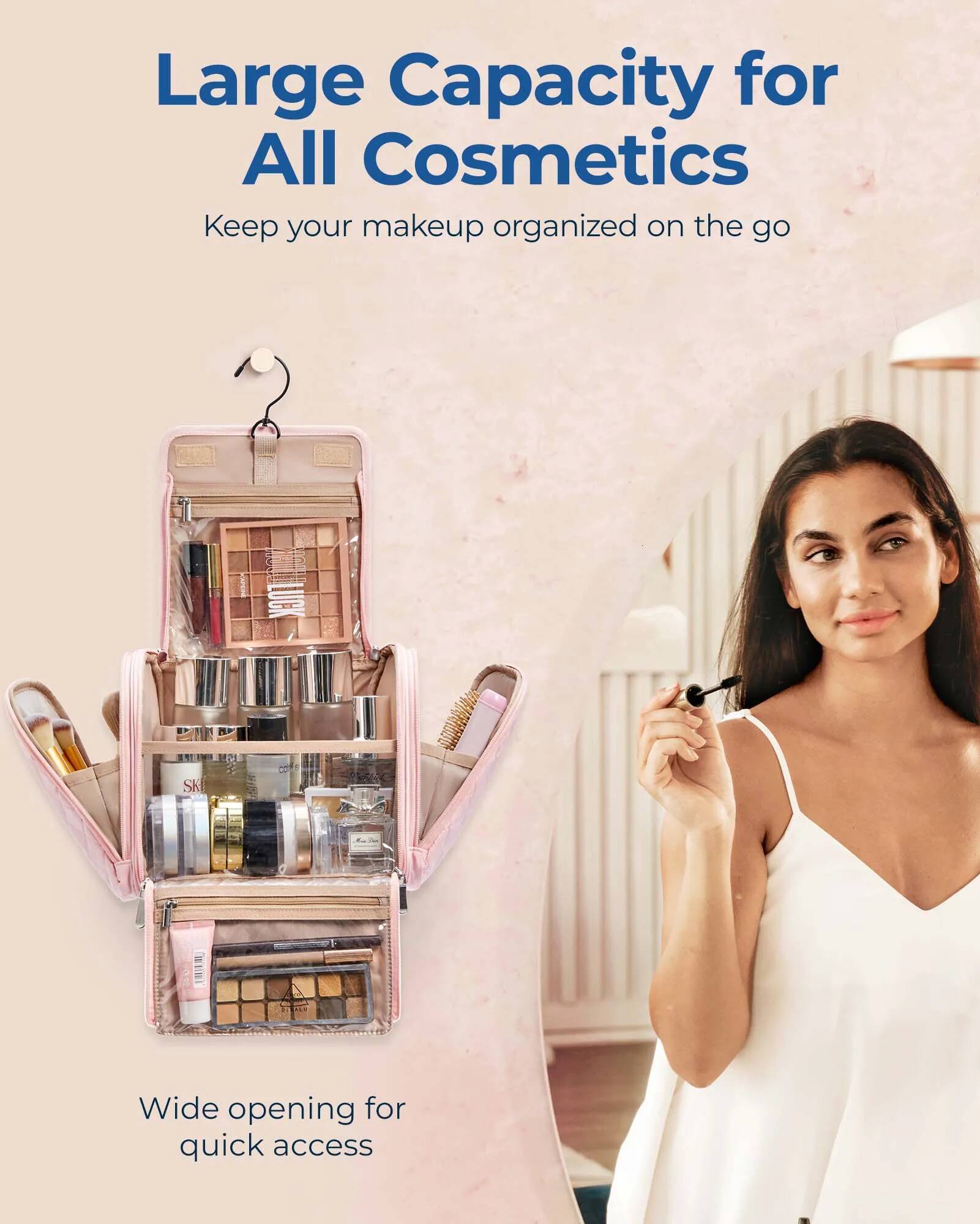 high-quality BAGSMART Women Makeup Bags Travel Waterproof Storage Neceser Hanging Bathroom Wash Cosmetic Bag Toiletries Organizer