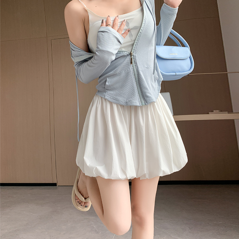 HM277 Women's summer pants high waist loose wide leg three-quarter pants slim and casual