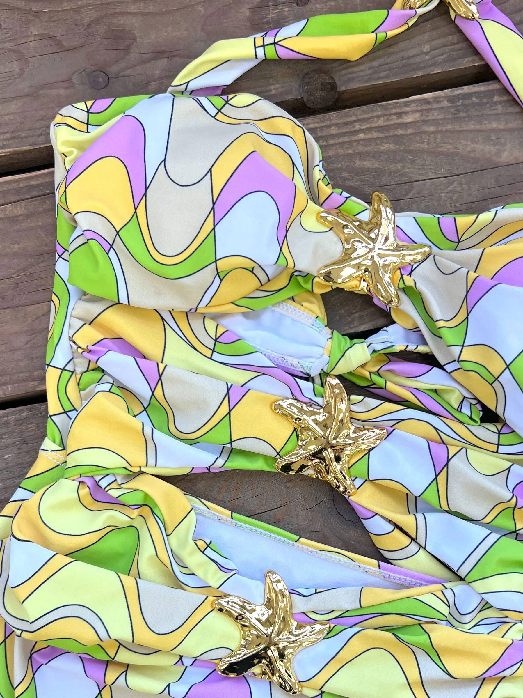 Sexy Starfish Bikini With Women Two-Pieces Swimsuit 2025 New High Fork Skirt Set Biquini Swimwear For Girl Clothing