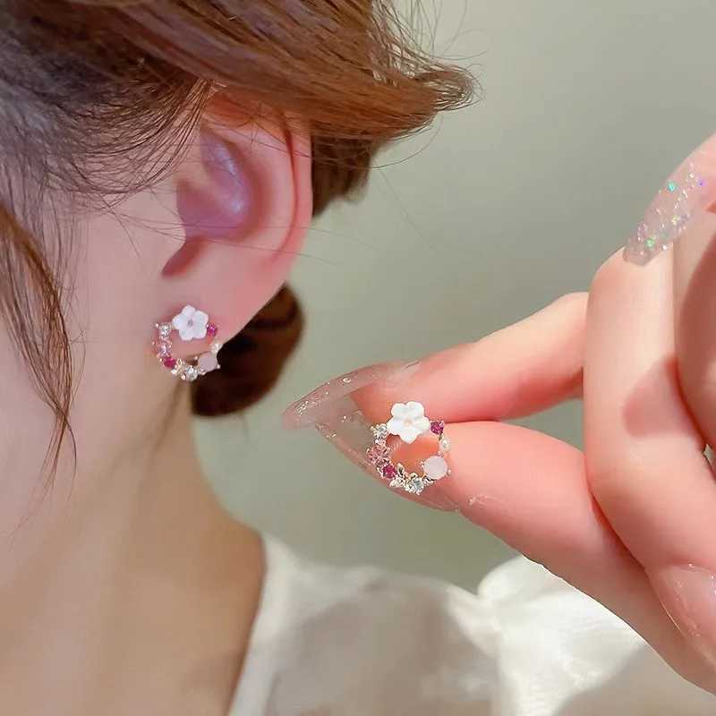 925 Silver Needle Crystal Pearl Butterfly Flower Wreath Earrings For Women Jewelry 2025 Trending Womens Korean Fashion EarringsXJ250623