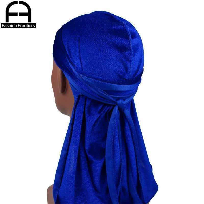 Unisex Men Women Velvet Durag Extra Long Tail Summer Breathable Bandanas Hat Waves Hair Cover Do Du Rags M250622