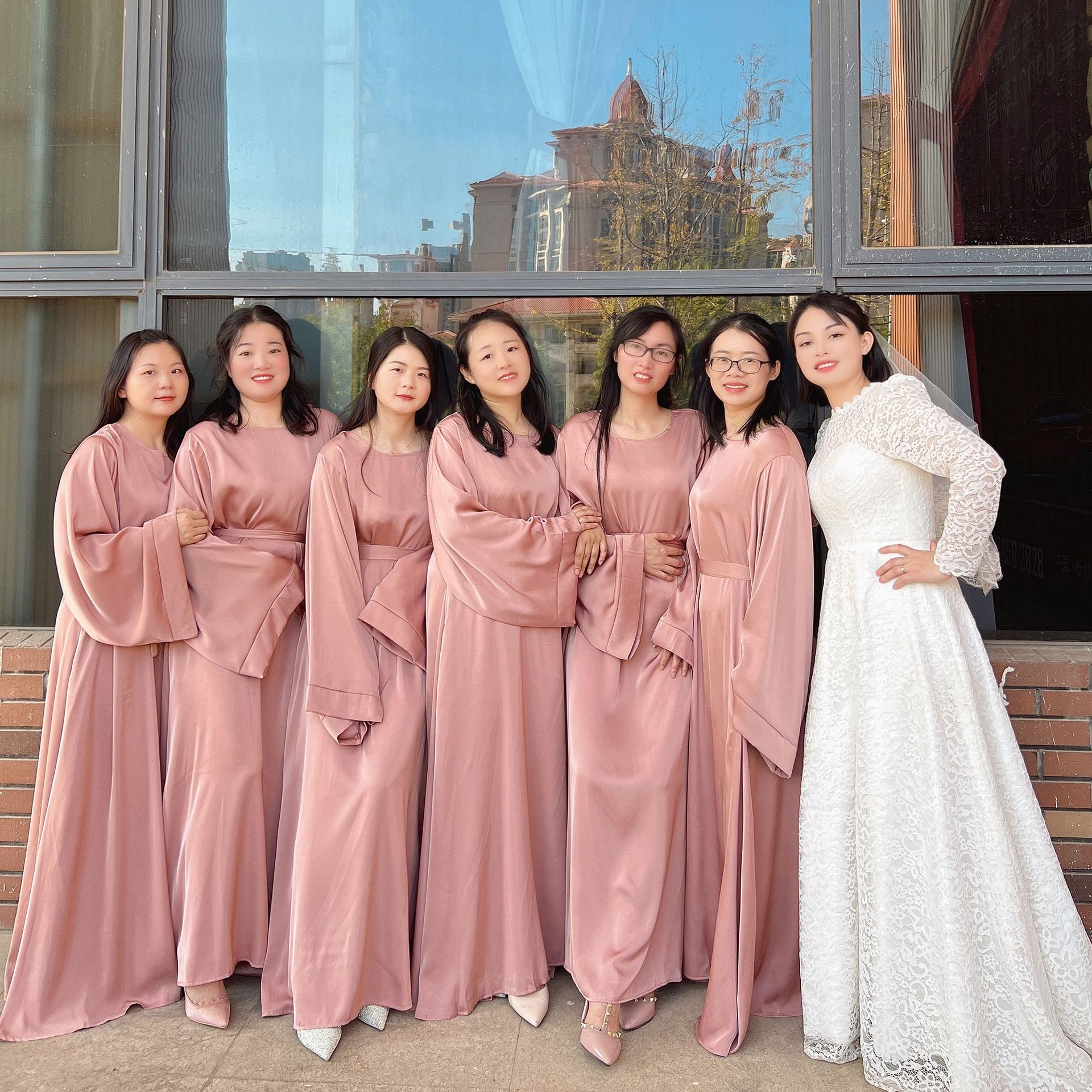 PLD220 Women's simple temperament solid color wedding bridesmaid dress evening gown robe dress