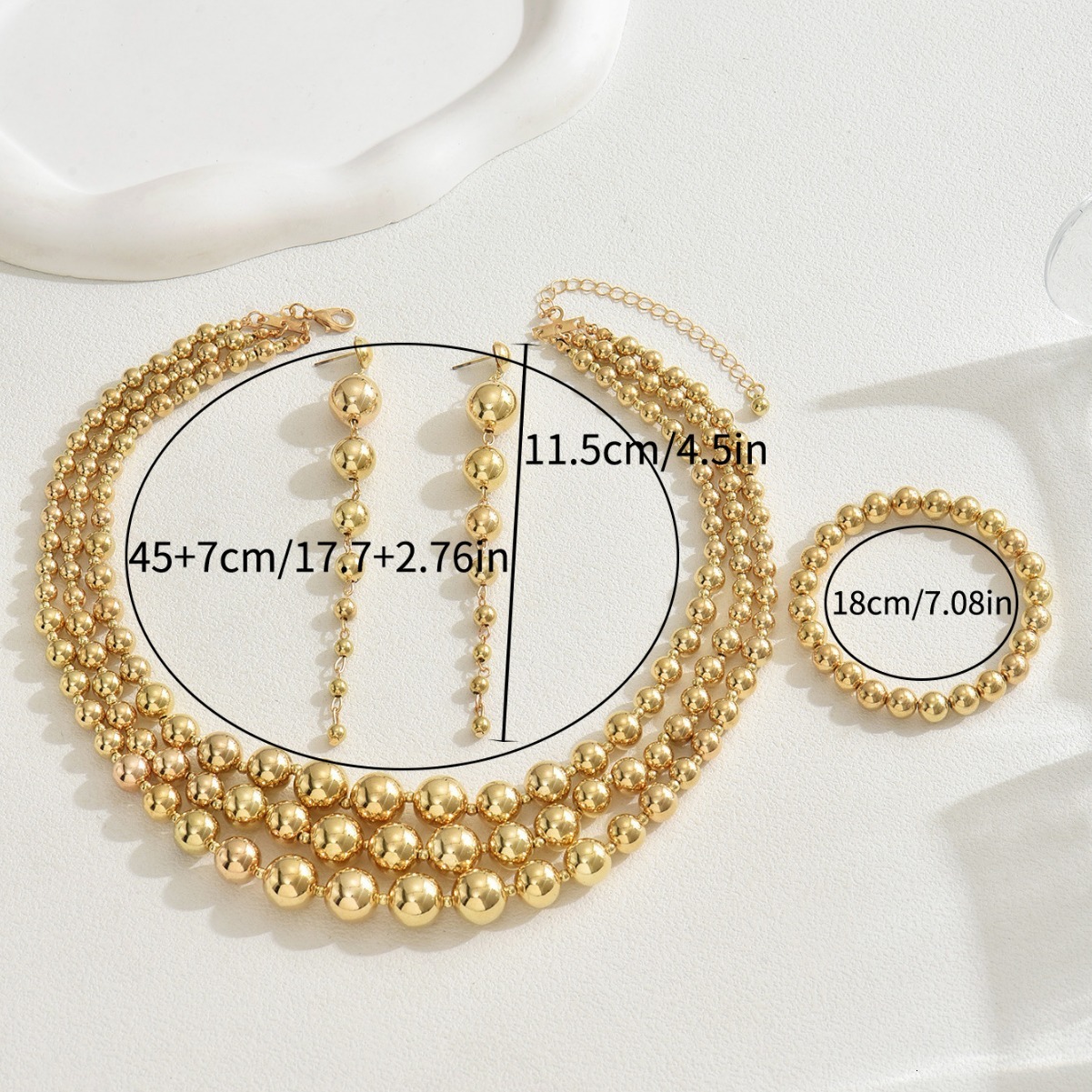 Spicy Girl Style Women's Necklace and Earrings Jewelry Set Beaded Multi-layer Clavicle Chain Hand Accessories