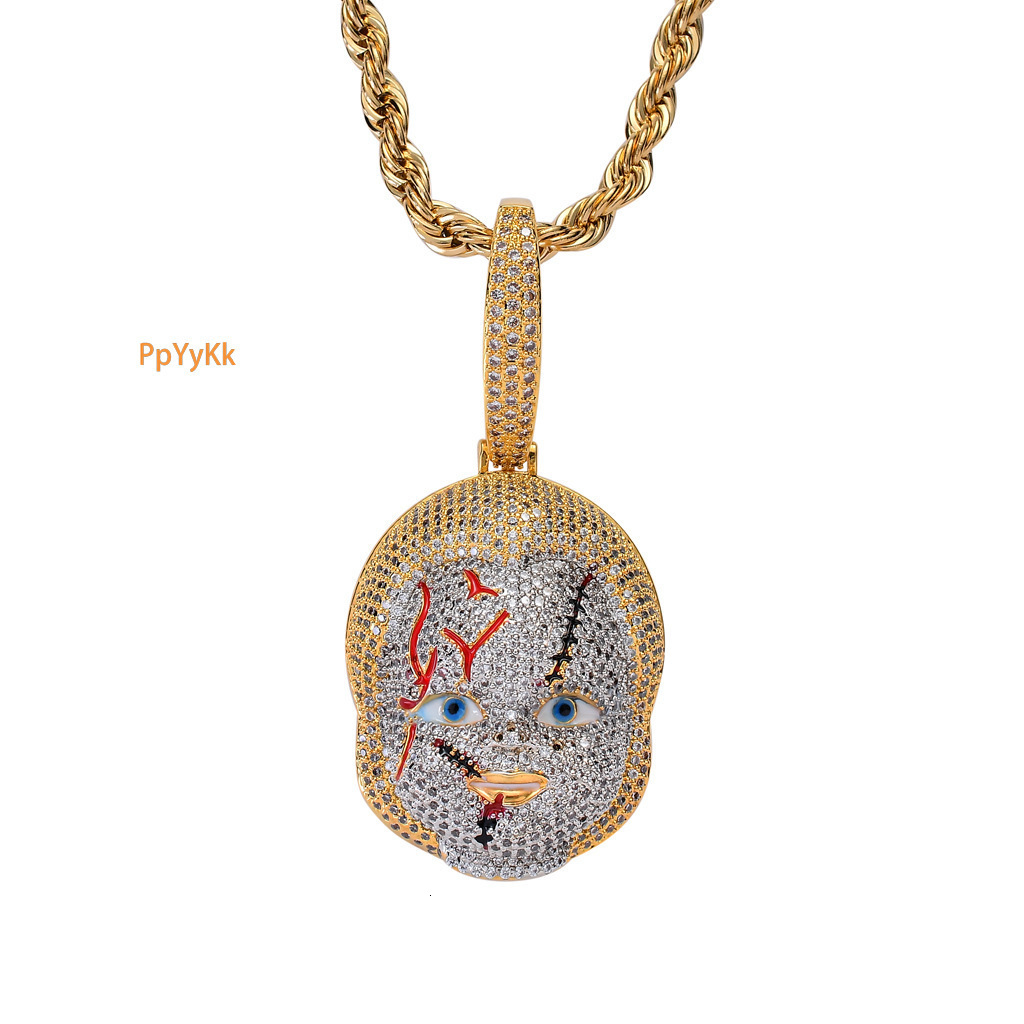 Luxury Moissanite Jewelry New Hip Hop Accessory Horror Movie Chucky Doll Pendant Trendy Iced Out Necklace Pass the diamond tester