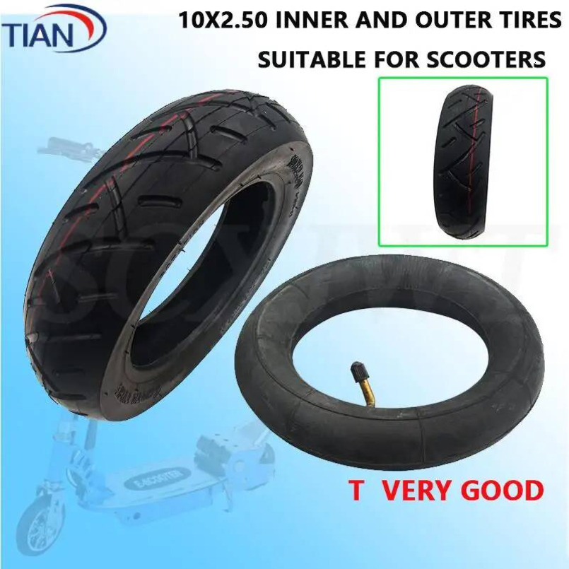 10x2.50 Pneumatic Tire Inner Tube Outer Tyre for 10 Inch Electric Scooter Front and Rear Wheel Replacement Parts