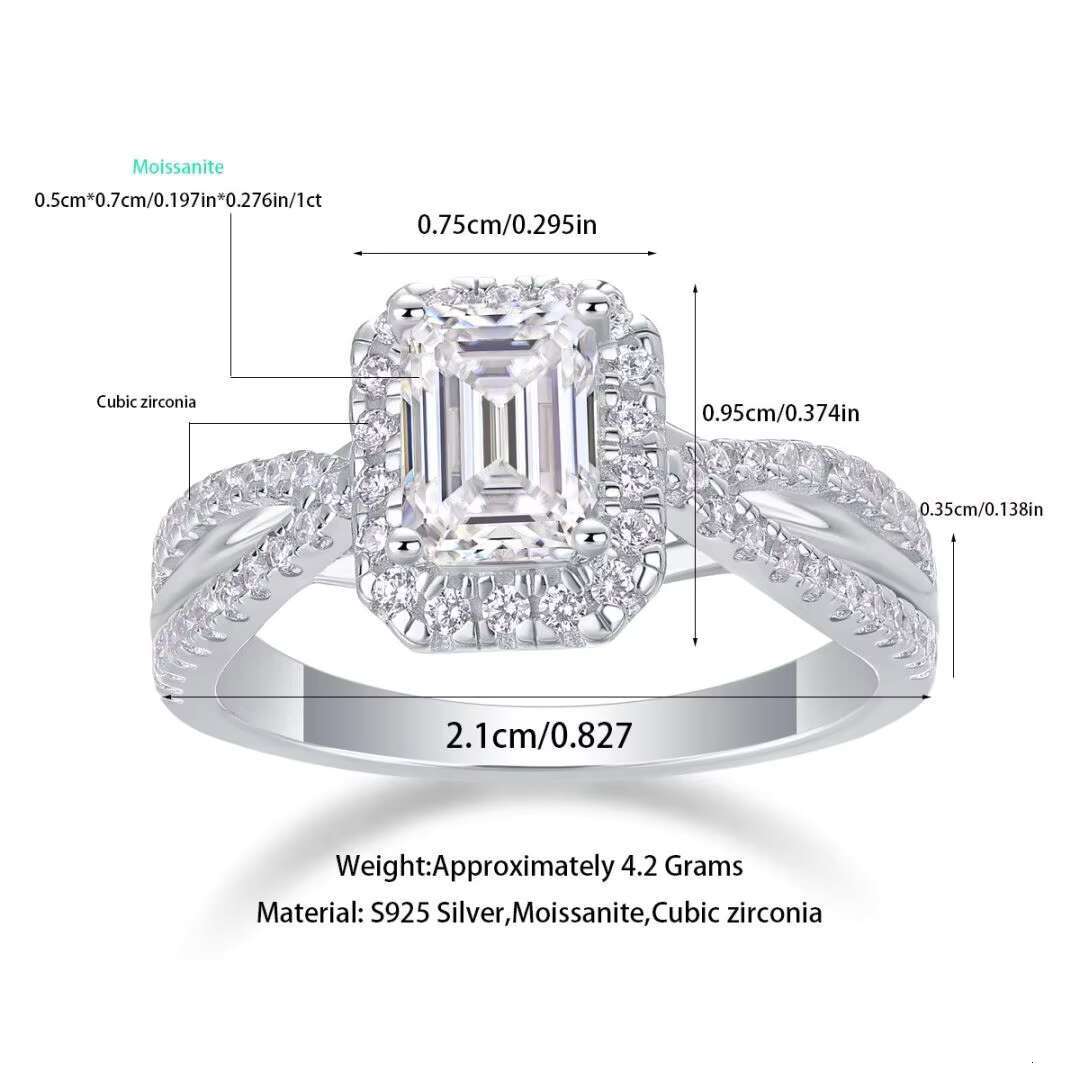 925 Sterling Silver Moissanite Big Diamond Womens Wedding Ring Exquisite Jewelry Design Engagement Gift Party-Trendy