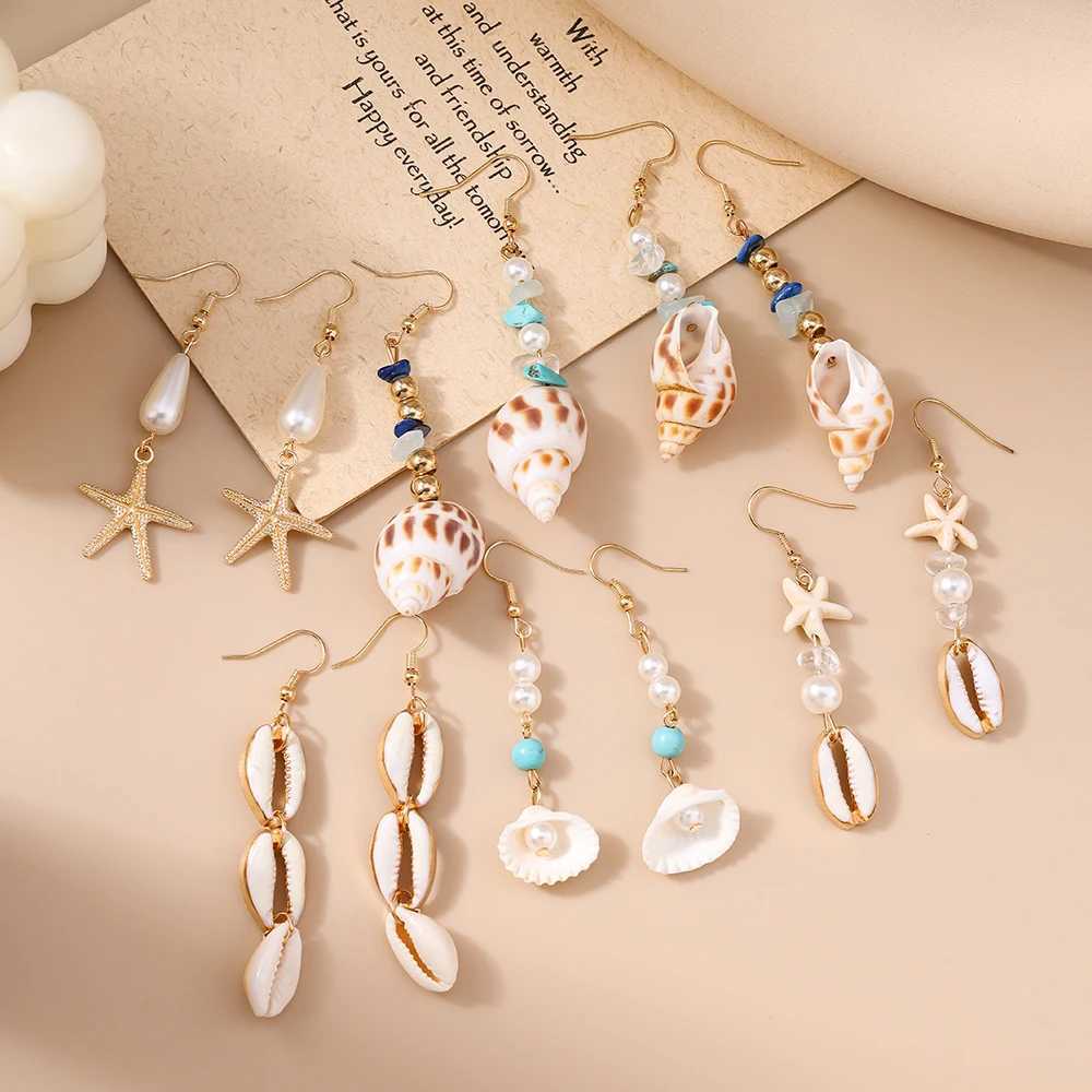 Aihua Fashion Summer Beach Pearl Conch Shell Earrings for Women Girls Cute Boho Starfish Earrings New In Seaside Jewelry GiftsXJ250623
