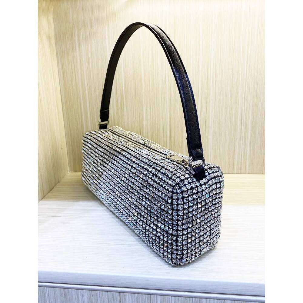 Trendsetting Rhinestone Adorned Evening Tote - Luxury Chain Shouldered Cross Body