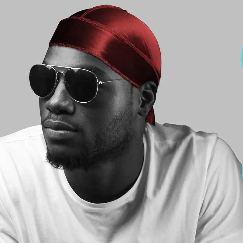 Unisex Adult Long Tail Satin Doo Rag Durag Bandanas Cap Pirate Hat Turban Men Hip Hop Headband Biker Headwrap Women Headwear M250623
