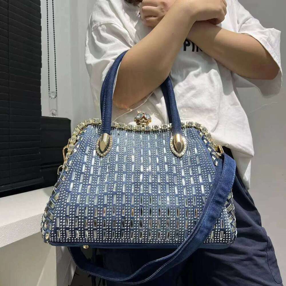Women's Fashion Denim Elegant Handbag Large Capacity Full Dia Shoulder Crossbody Bag