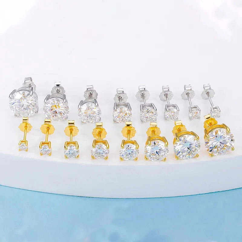 Real 0.1-3CT Test Passed Diamond Stud Earrings for Women S925 Silver Platinum Plated Bride Wedding GRA Fine Jewelry 250617