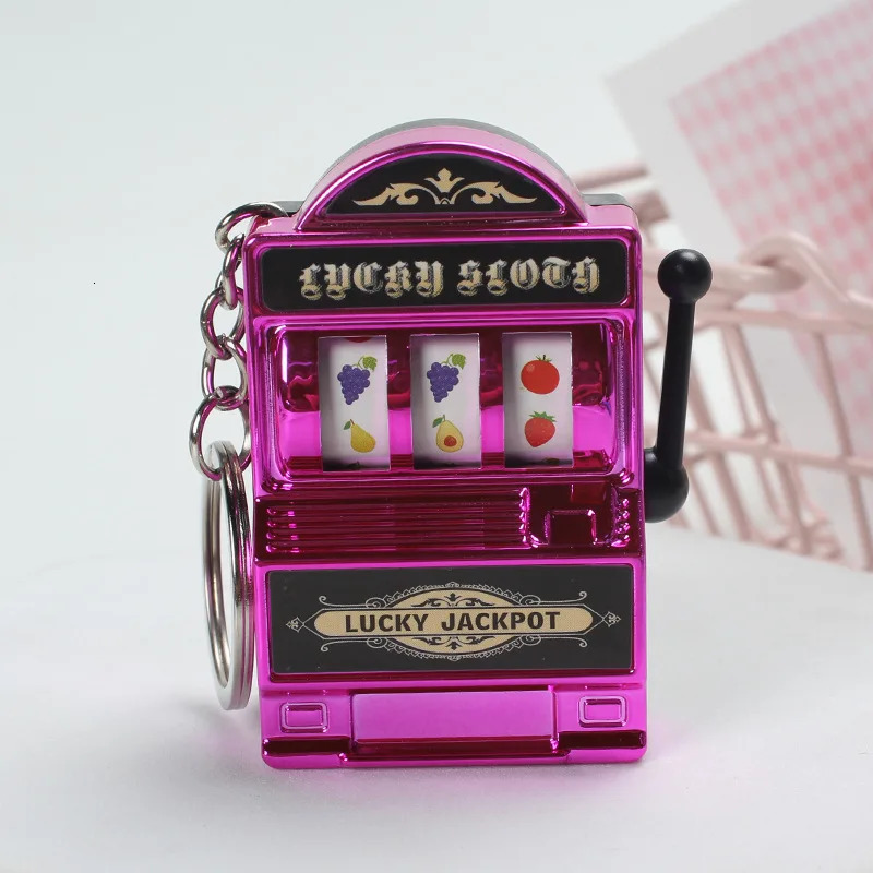 Fruit Slot Machine Keychain Lucky Charm Jackpot Keychains Mini Casino Pendant Bag Charm Novelty Gifts for s Adults 250619