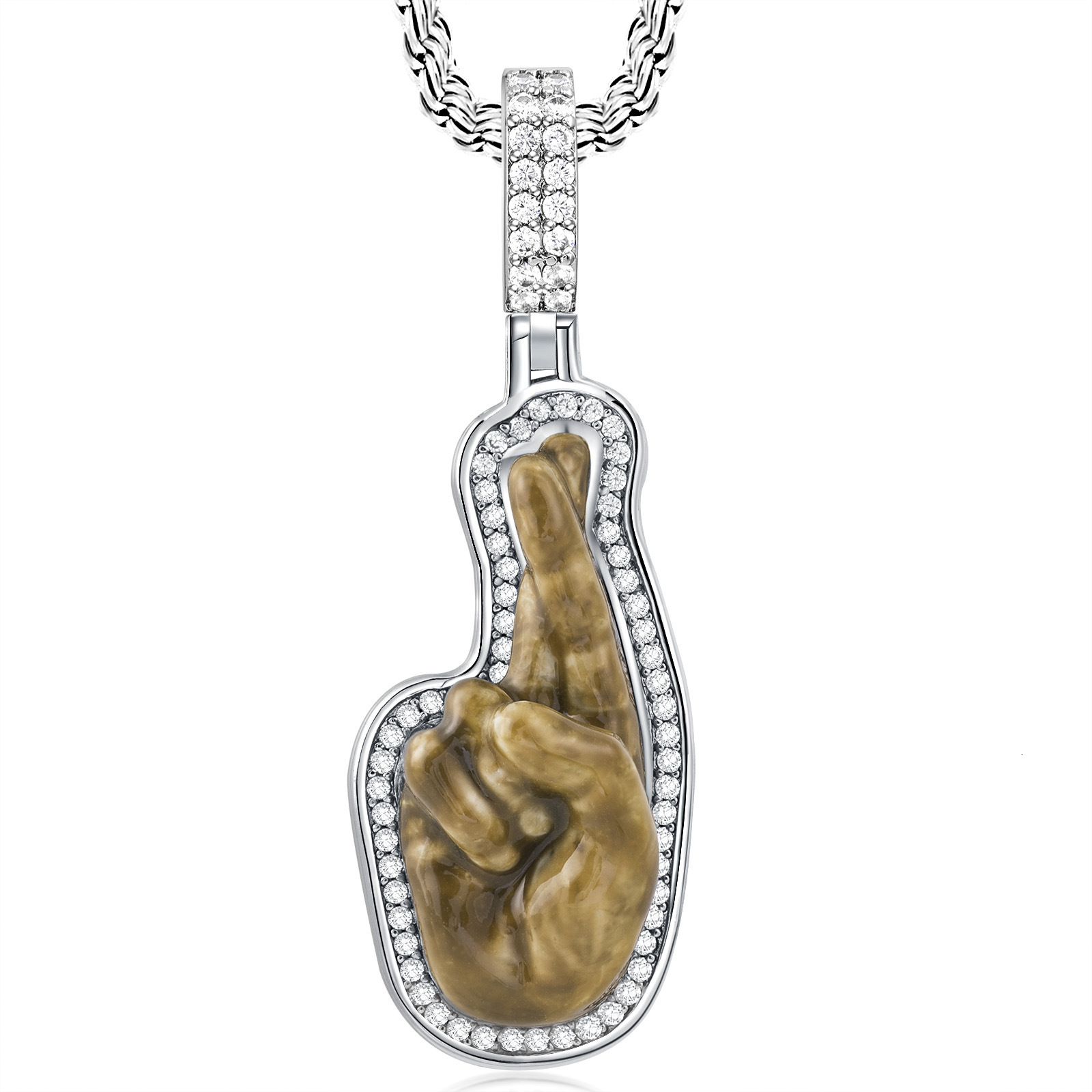 Luxury Moissanite Diamond Inlaid Hip Hop Punk Men's Pendant Trendy Cool Light Luxury Statement Necklace Pass the diamond tester