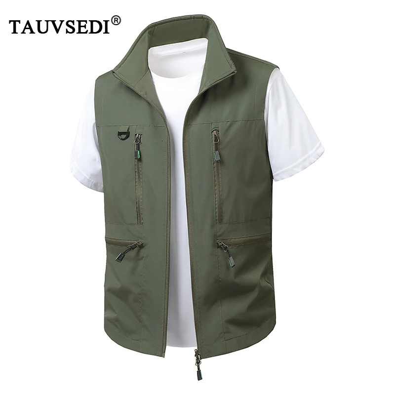 Spring Men Breathable Outdoor Sleeveless Vests Mens Tactical Sport Casual Vest Man Fish Multi Pocket Vest Waistcoat Big Size 6XL 250617
