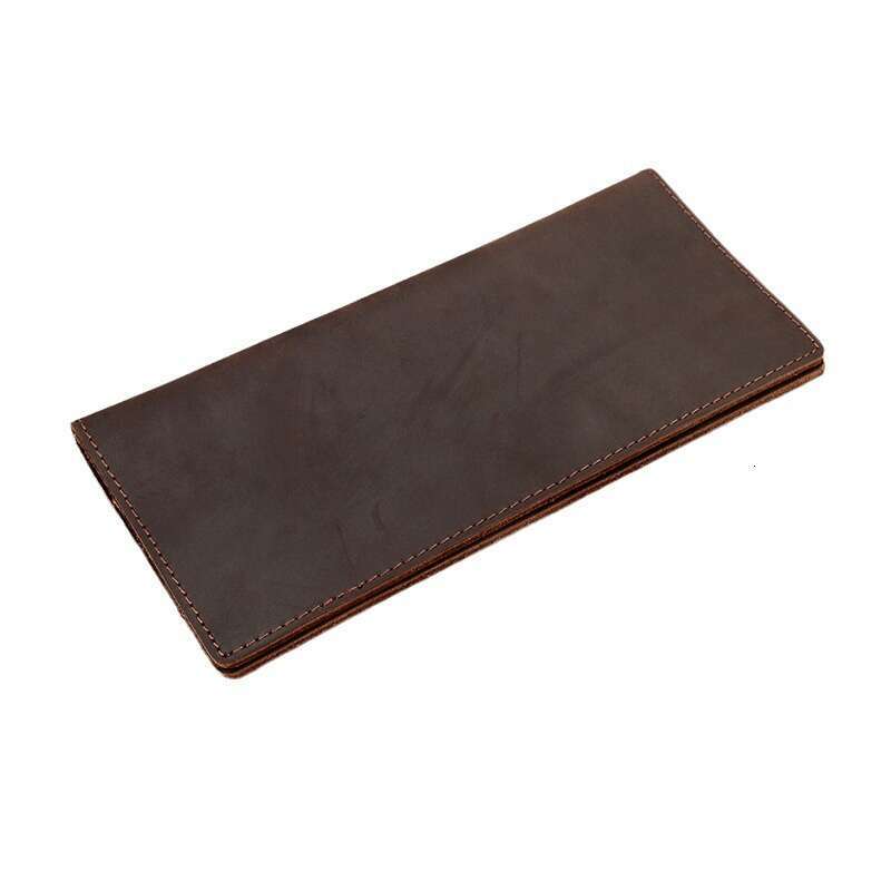 Men's Grain Leather Long Card Holder Multi-Card Slot Crazy Horse Cowhide Multi-Compartment Wallet