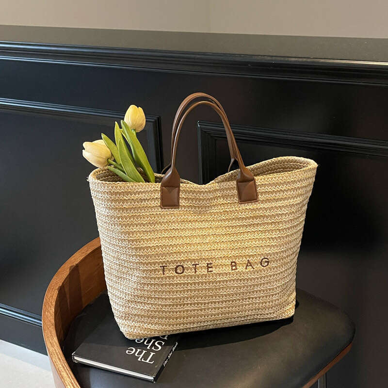 New Mori Style Summer Vacation Beach Travel Large Capacity Tote Bag for Women Trendy Straw Handbag