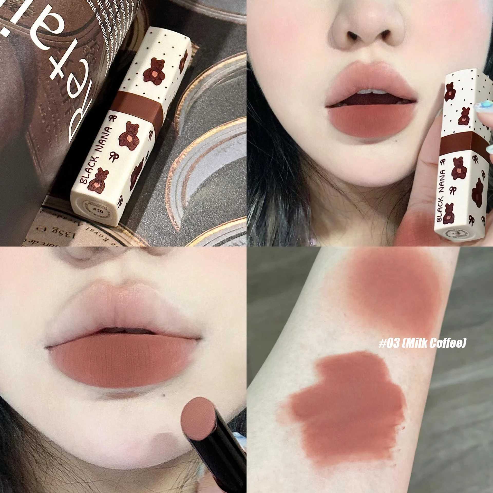 1pc Waterproof Matte Coffee Brown Lipstick Moisturizing Long Lasting Not Easy To Fade Low Saturation Rose Pink Brown Lip Gloss XJ250623