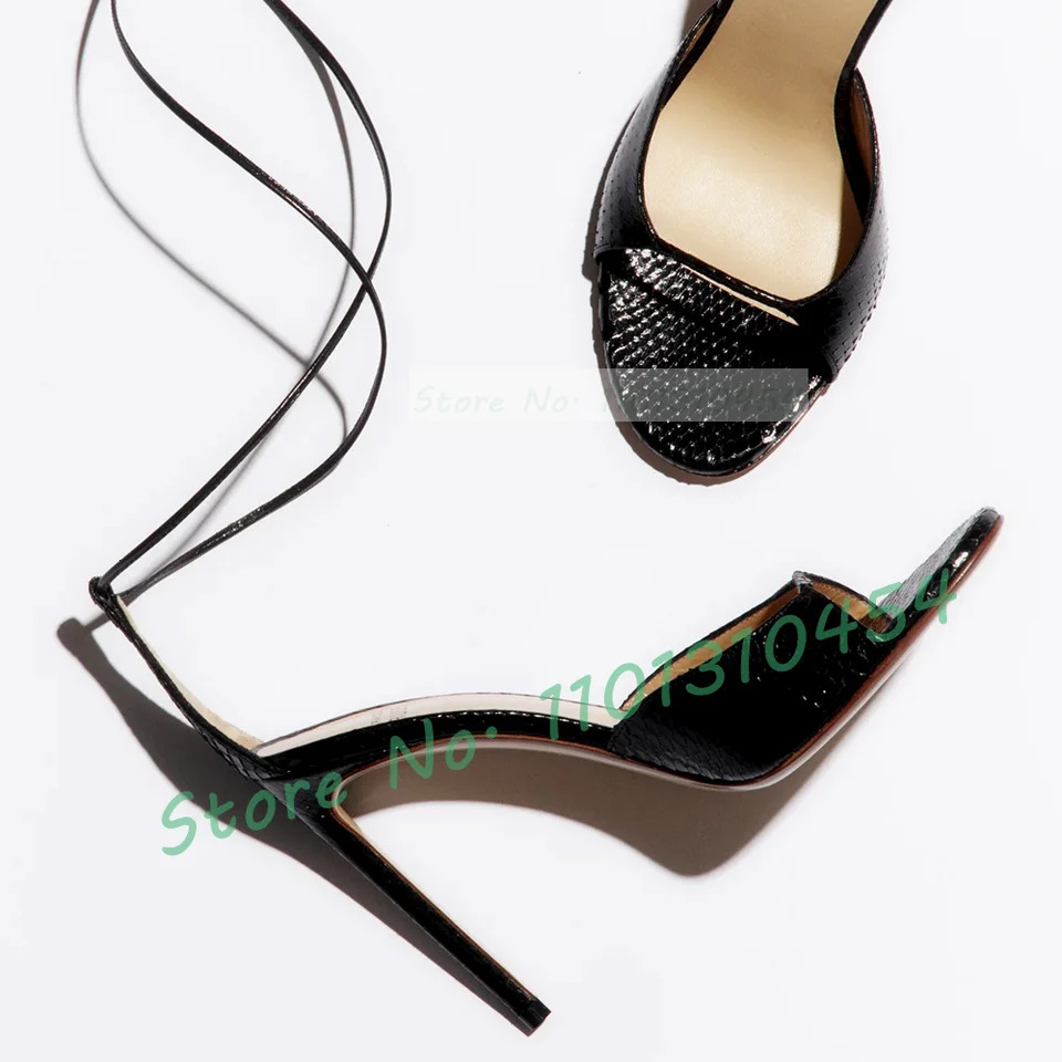 Gold Snake Leather Sandals Women Delicate Wrap-around Straps Open Toe Shiny Shoes Summer Ladies est Slender Toe Strap Sandals 250617