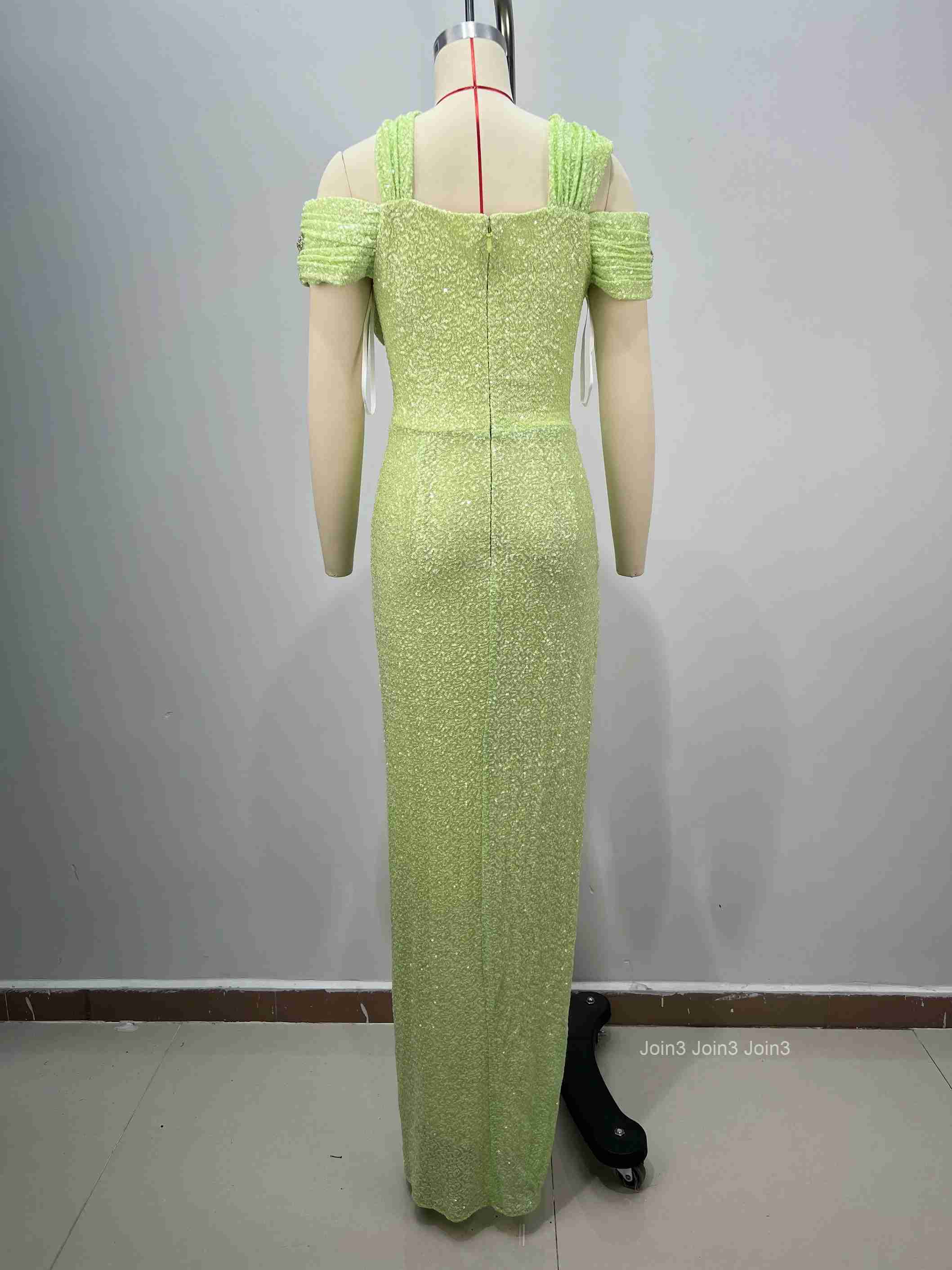 Trendy Emerald Green Sequin Evening Dress Slim Fit Ruched Trumpet Hem Gala Party Luxury Formal Gown Elegant Craftsmanship