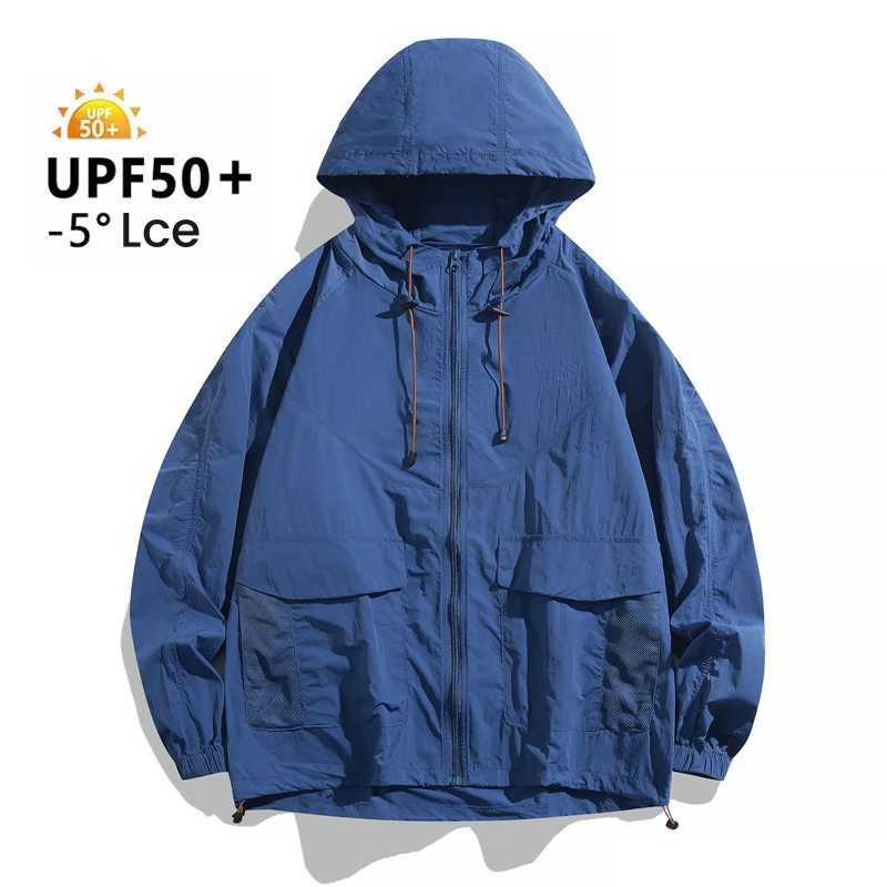 UPF50+ Anti-UV Summer Men Skin Jacket Coats Breathable Quick Dry Light Thin Sunscreen Windbreaker Hooded Trendy Hunting Clothes W250623