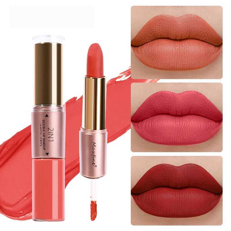 2 In 1 Matte Liquid Lipstick Long Lasting Color Moisturizing Waterproof Non Stick Cup XJ250623