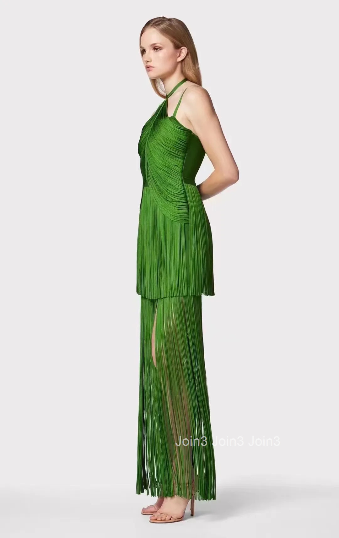 Hot Sale New Arrival Womens Clothing Fashion Tassel Design Halter Sling Bandage Dress Bohemia Wear Prom Evening Dinner Gown