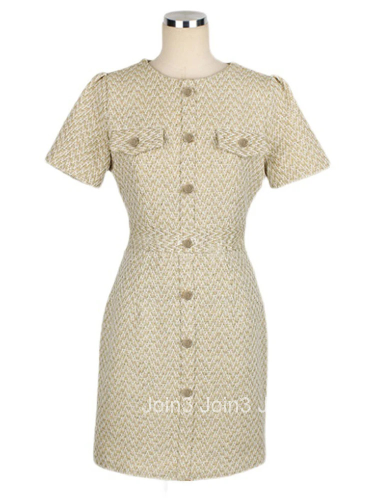 Fashion Summer Retro Short Formal Dress Women Mujer Elegant Office Striped O-Neck Short Sleeve Slim Mini Vestidos Street Clothes