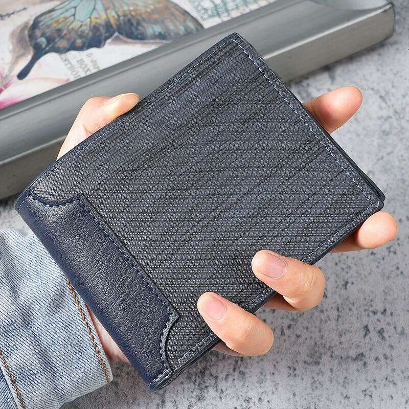 Men's Short Fashion Multi-Card Slot Patchwork Leather Zipper Youth Student Wallet