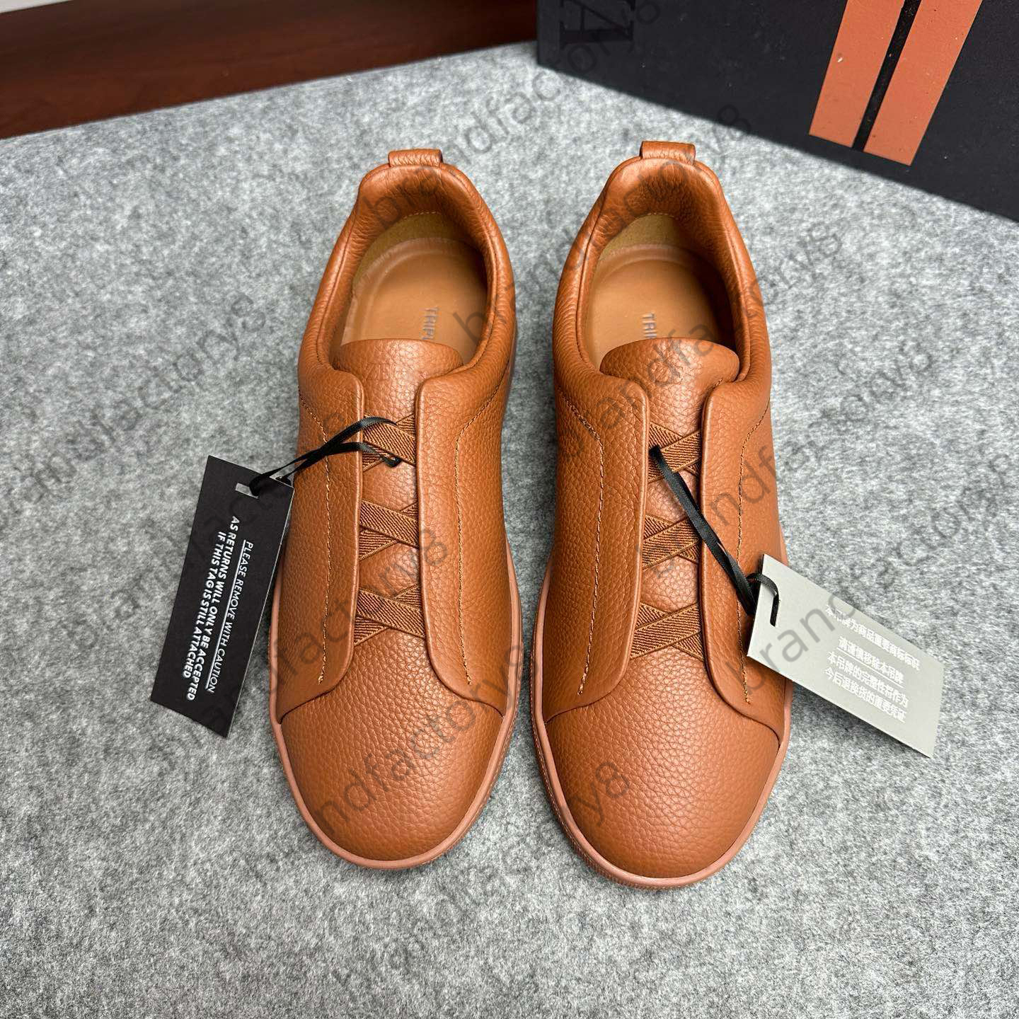 Designer ZEGNAI Men's Casual Shoes Top Version Genuine Leather Low cut Sneakers Striped Social Wedding Party Full Set Shoe Box Packaging ZEGNAI