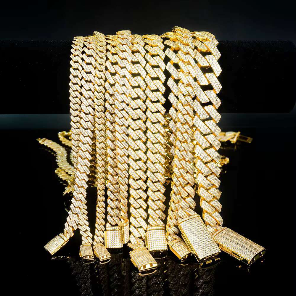 18MM-20MM Big Cuban Link Chain for Men Thick Iced Out Chain 18K Gold Plated Moissanite Cuban Necklace Miami Cuban Necklace