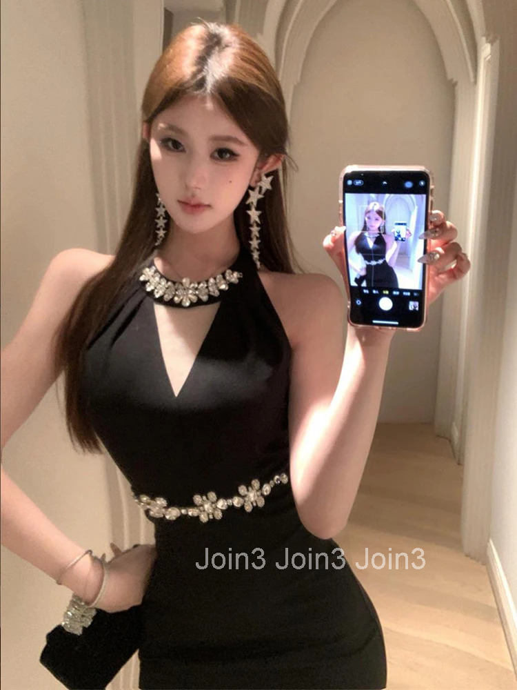 Women Clothes Black Hollow Sexy O-Neck Slim Stretchy Dress Elegant Luxury Fashion Party Club Prom Vestidos Beach Casual Summer