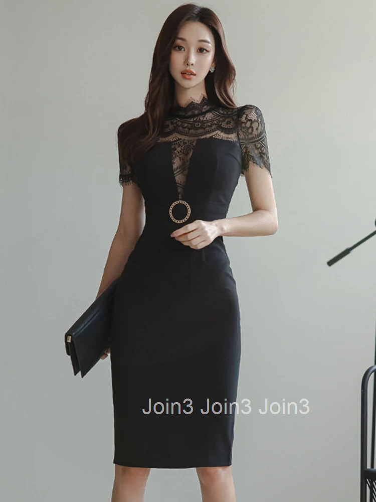 New Summer Women Evening Dress Temperament Chic Lace Sheer Sexy Short Sleeve Slim Midi Party Prom Birthday Robe Mujer Vestidos