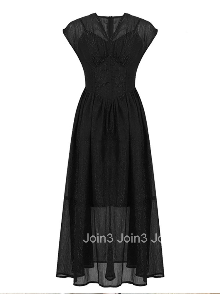 Summer Bright Silk Black Evening Dress Women Clothes Elegant Sheer Sexy Sleeveless Corset Slim Party Prom Vestidos Fiesta Robe