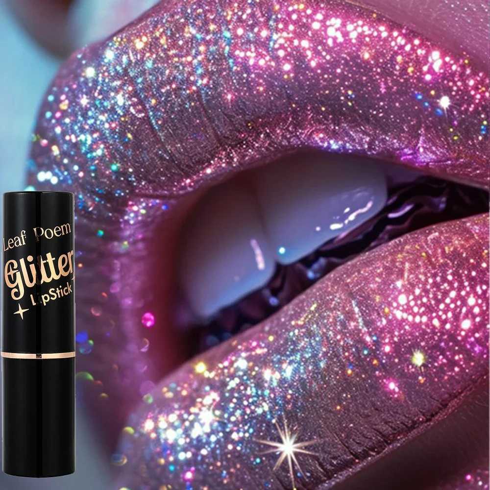 Black Tube Shiny Diamond Lipstick Pearl Moisturizing Glitter Lip Tint Balm Waterproof Lasting Lip Gloss Shimmer Sexy Lip Makeup XJ250623