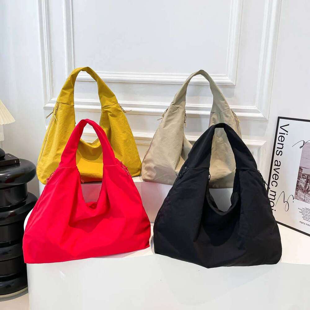 Solid Color Soft Cloth Shopping Bag, Large Capacity Handbag For Daily Travel, Shoulder Tote Bag