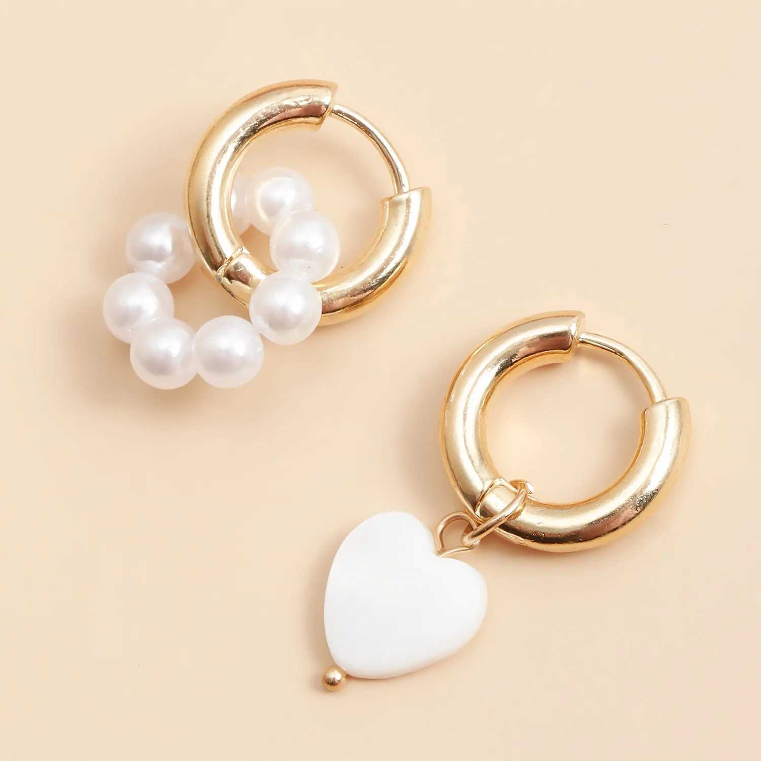 Fashion Jewelry Imitation Pearl Heart Pendant Train Dual-use Ear Buckle Earrings XJ250623