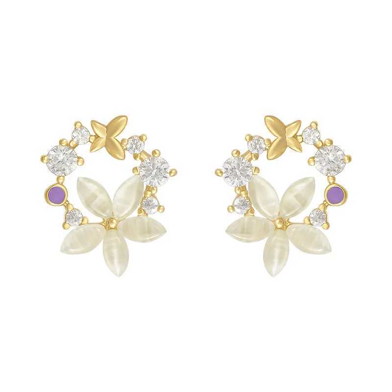 Tren Flower Butterfly Women Stud Earrings Bling Shining Rhinestone Crystal Earrings Wedding Party Jewelry Korean Style XJ250623