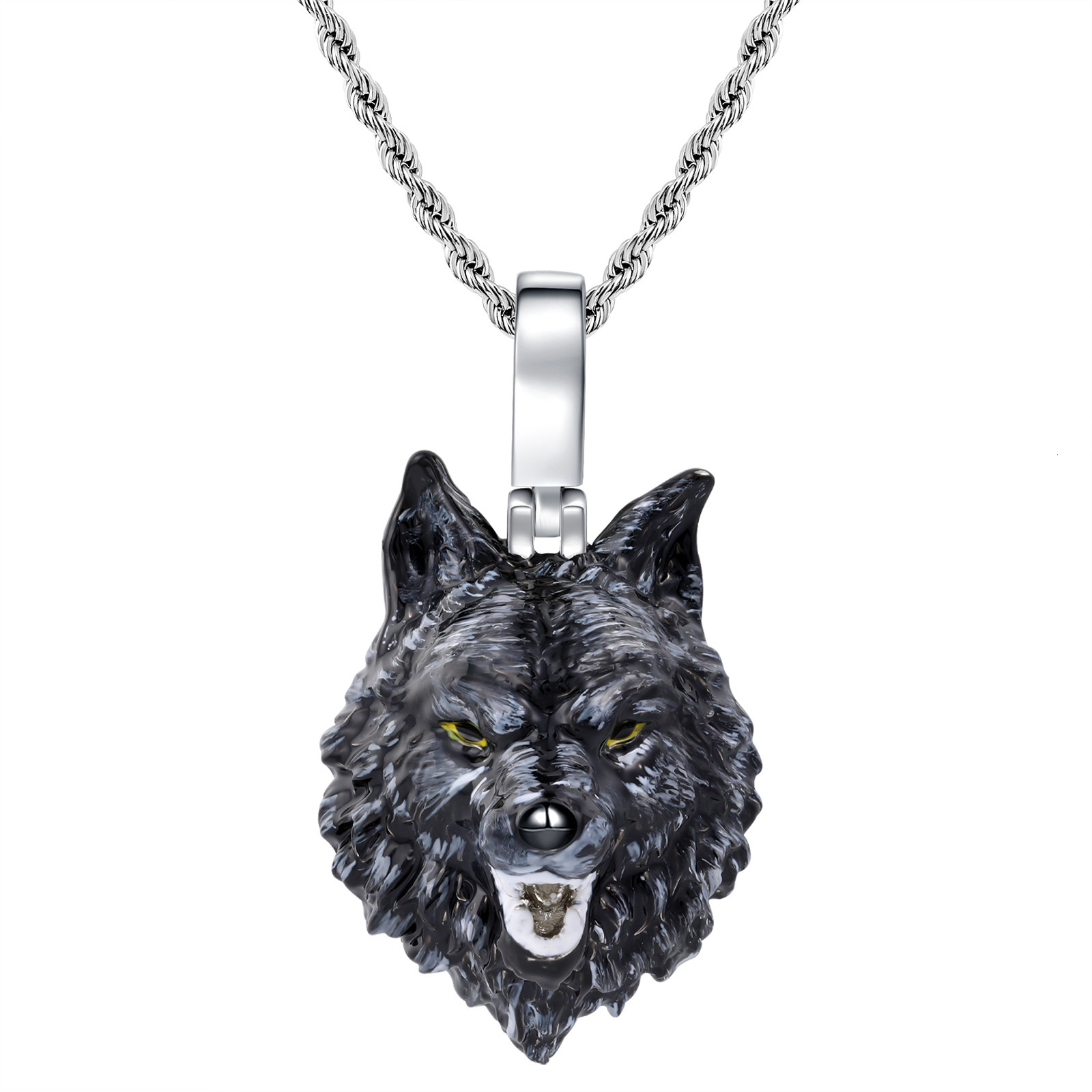 Luxury Premium Hip Hop Wolf Head Pendant Men's Niche Design Bold Wolf Totem Statement Necklace