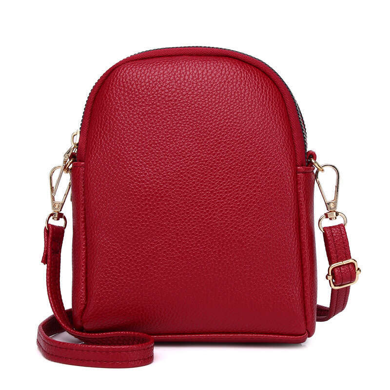 New Small Round Light Luxury Style Texture Lychee Pattern Shoulder Crossbody Bag, Women's Phone Bag