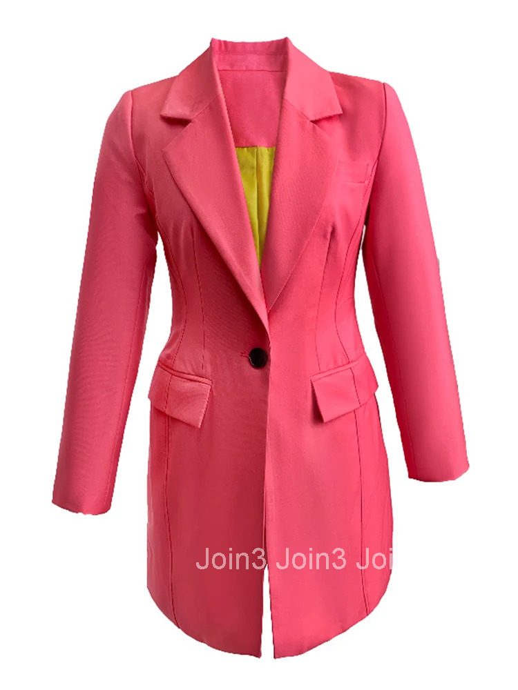 Fashion Women Professional Temperament Vintage Casual Single Button Pocket Street Clothes Slim Blazer Coat Split Suit Jacket