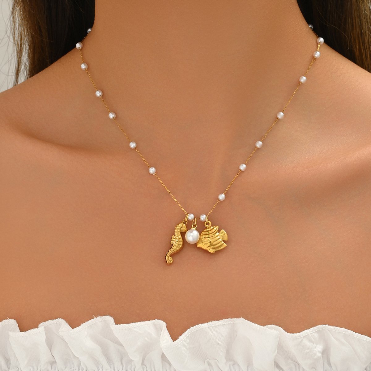 New Fashion Jewelry Ocean Style Women's Necklace Seahorse Design Choker