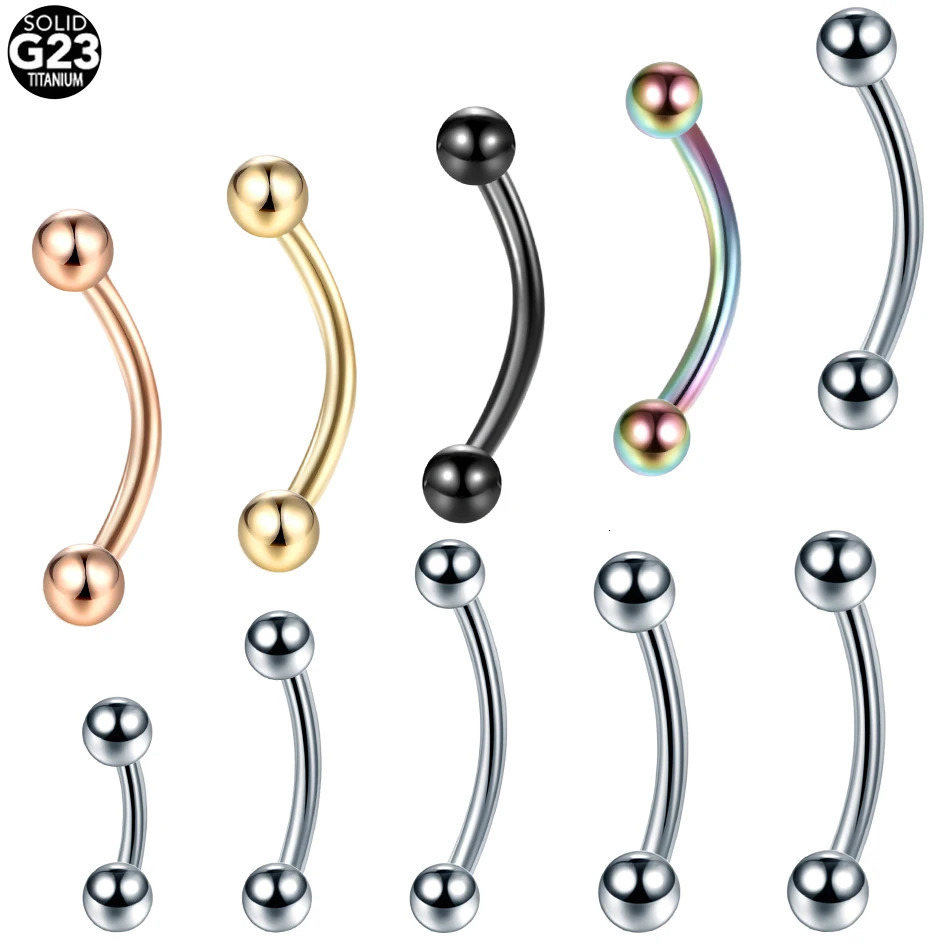 1Pc G23 Eyebrow Ring Piercing External Thread Curved Barbell Banana Ear Cartilage Tragus Body Jewelry 250613